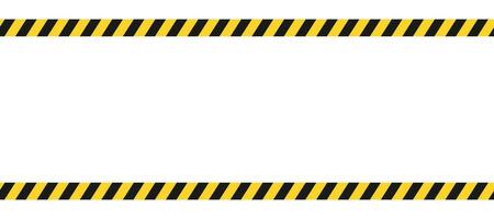 Caution border with diagonal stripes in black and yellow. Attention ribbon frame template. Danger crime tape mockup. Restricted zone. Do not cross sign. Forbidden frame with stripes. Vector EPS 10.