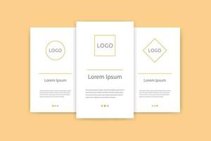 Onboarding layout interface. Banner template of infographic mobile screen. Website business page with editable logo. Mobile app kit concept. Web banner mockup in white and orange. EPS 10. vector