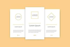 Onboarding layout interface. Banner template of infographic mobile screen. Website business page with editable logo. Mobile app kit concept. Web banner mockup in white and orange. EPS 10. vector