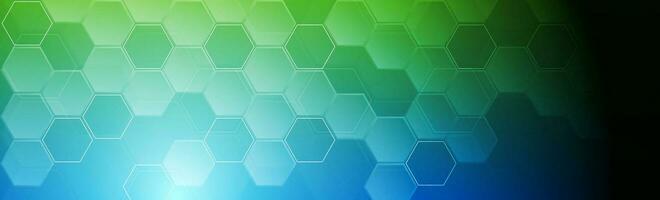 Bright blue green abstract tech hexagonal background vector