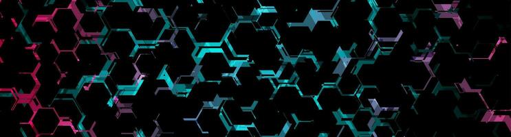 Abstract blue purple neon hexagonal pattern background vector