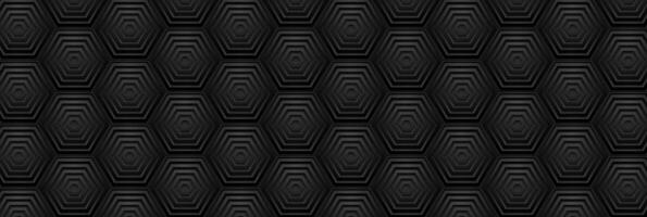 Black geometric hexagons abstract technology background vector