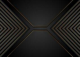 Black and golden arrows abstract tech geometric background vector