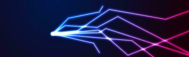 Blue ultraviolet neon glowing curved lines hi-tech banner vector