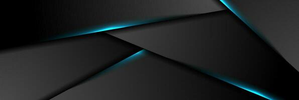 Black abstract background with blue glowing light vector