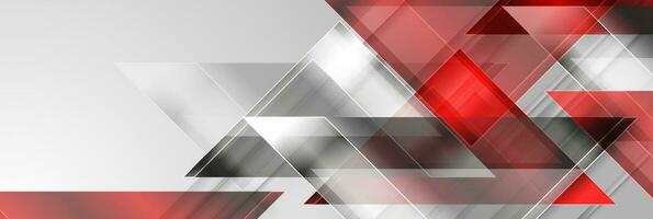 Red and silver grey glossy triangles abstract technology background vector