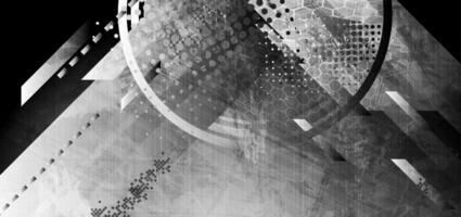 Dark grey abstract geometric technology grunge background vector