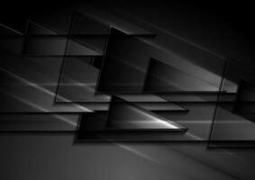Black shiny glossy triangles abstract background vector