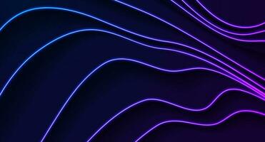 Blue purple neon glowing smooth wavy lines abstract background vector