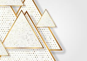 Golden triangles and shiny dots on grey background vector