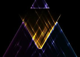 Colorful glowing neon triangles abstract tech background vector