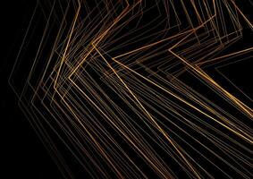 Black abstract background with golden curved lines vector