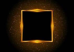 Golden square framework with orange neon lights vector