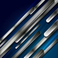 Technology blue abstract background with metallic stripes vector