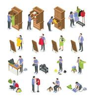 Spring Wardrobe Isometric Icons vector