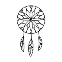 Dream catcher boho symbol. Outline vector illustration for web, apps