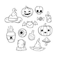 colección de elementos de halloween dibujados a mano vector