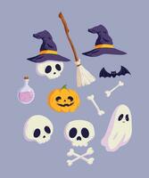 colección de elementos de halloween dibujados a mano vector