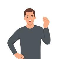 Angry man raised fist and shout or screaming expression. vector