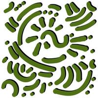 Set of vector lines of rounded shape with colored paint. Hand-drawn smooth and curved lines. Collection of colored lines with exotic doodles made by hand in bold lines. Vector illustration on a white