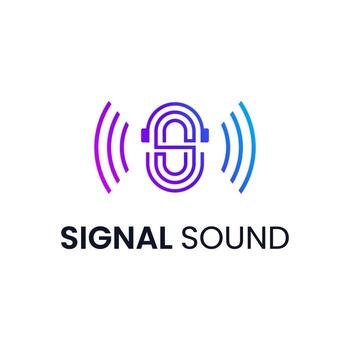 Initial S in the center and head phone with gradient color. vector