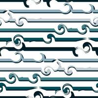 Seamless pattern in retro style. Disco wavy blue background for fashionable prints in funk style. An unusual psychedelic summer background with lines from the wave. Sea line, repeating wave vector