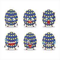 Cartoon character of dark blue easter egg with smile expression vector