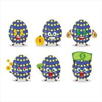 Dark blue easter egg cartoon character with cute emoticon bring money vector