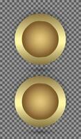 Set of TWO Gold circle buttons, premium banner, 2 gold buttons in round gold frame vector illustration design