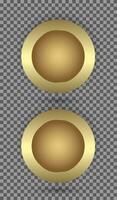 Set of TWO Gold circle buttons, premium banner, 2 gold buttons in round gold frame vector illustration design