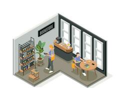 Book Store Isometric Composition vector