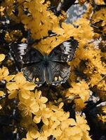 mariposa en el vistoso flores y plantas. calma naturaleza escena con soñador colores. generado ai. foto