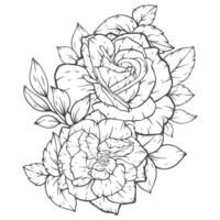 outline flower bouqet arrangement decoration vector