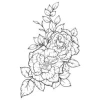 outline flower bouqet arrangement decoration vector