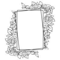outline flower frame border decoration vector