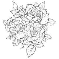 outline flower bouqet arrangement decoration vector