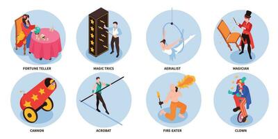 Isometric Circus Round Compositions vector