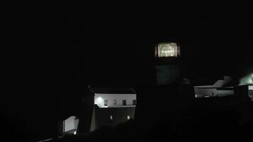 Night view of Cape St. Vincent Lighthouse in Portugal video