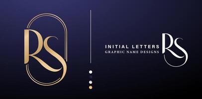 Initial Letter R and S Logo Design with Elegant Golden Colors for Corporate Business Identity, advertisements materials, collages prints, ads campaigns marketing letterpress golden foil business cards vector