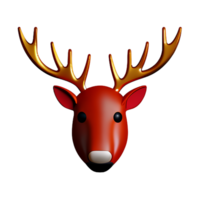 3d christmas reindeer with santa's hat icon illustration png