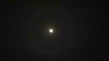Night moon with halo phenomenon video