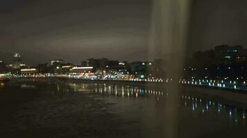 Traveling across Moscow by train at winter night video