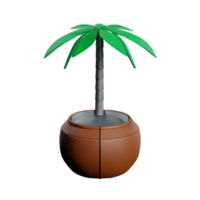 noix de coco 3d le rendu icône illustration png