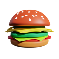 Hamburger 3d le rendu icône illustration png