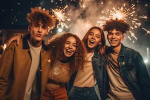 gen z a fuegos artificiales ai generado foto