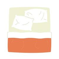 Comfortable king size bed semi flat colour vector object. Unmade bed. Editable cartoon clip art icon on white background. Simple spot illustration for web graphic design