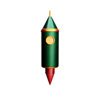 christmas 3d rocket with fireworks illustration png