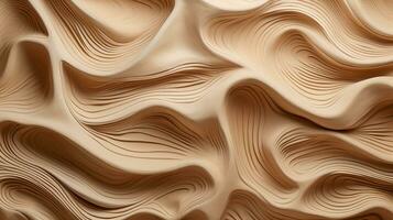 Generative AI, ivory and beige modelling clay, gypsum or ceramic background and texture, curls and flowing forms photo