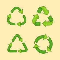 Recycled loop arrows icon set. Cartoon style vector illustration.