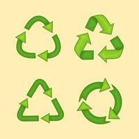 Recycled loop arrows icon set. Cartoon style vector illustration.